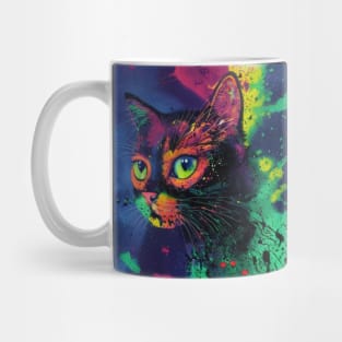 Trippy Multicolored Cat Mug